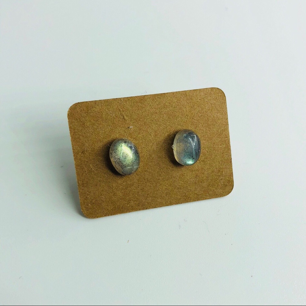 MINIMALIST LABRADORITE OVAL STUDS 👽